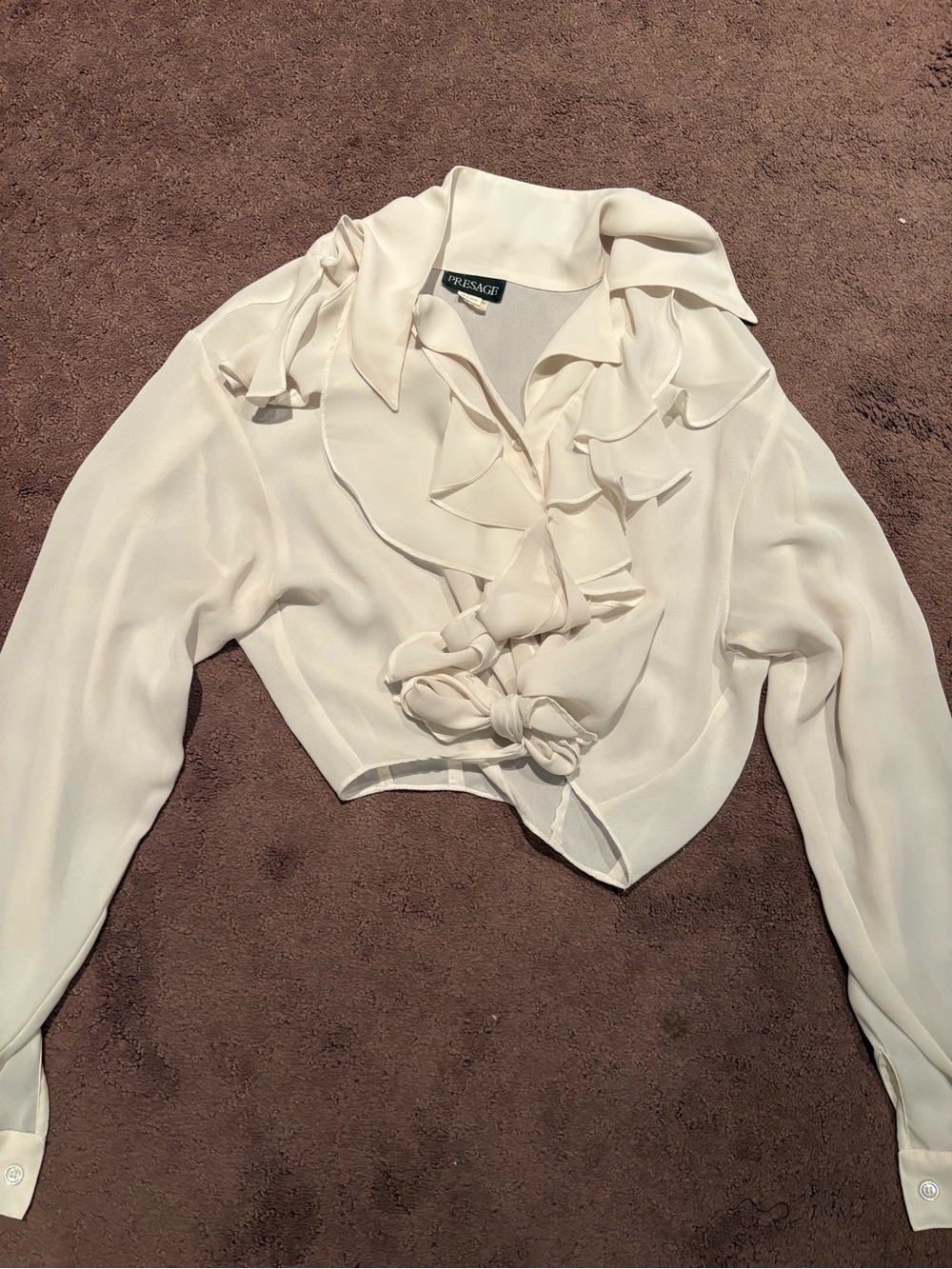 RESA Ivory Ruffle Tie-Front Blouse